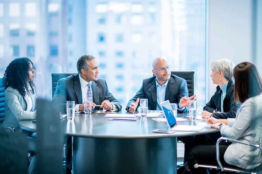 Business people around a table